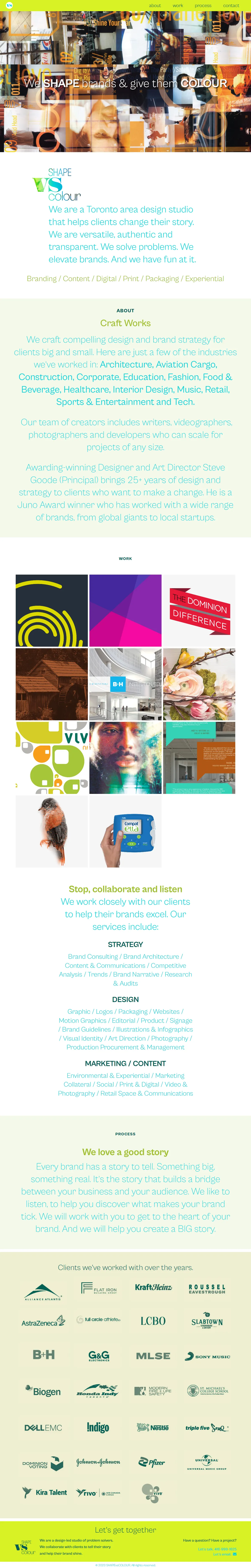 Full-page view of the Shape VS Colour website
