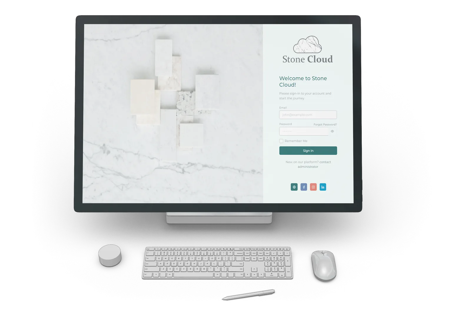 StoneCloud ERP running on a desktop computer